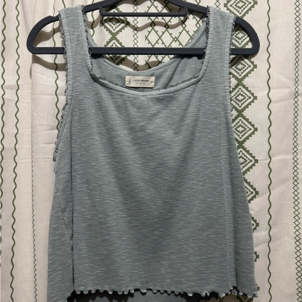 Lucky Brand Green Boxy Crop Tank Top